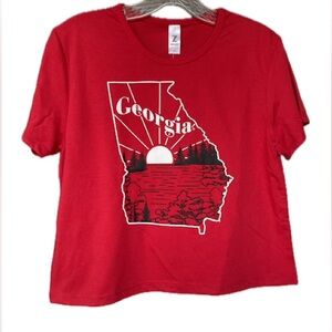 Georgia Red, White, and Black Crop Top